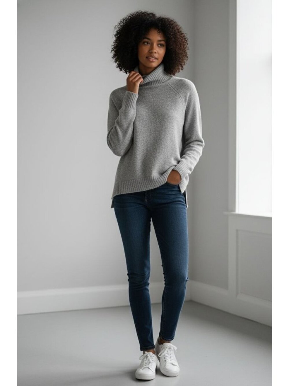 J. Crew Wool Alpaca Blend Gray Turtleneck Cozy Knit Sweater Women Size M
